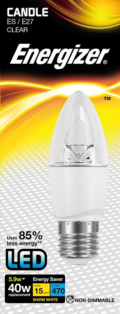 Energizer LED Candle 470LM 5.9W Clear E27 (ES) Warm White