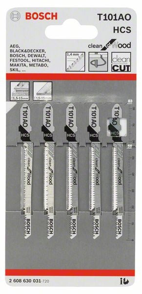 Bosch Jigsaw Blades Clean Wood Pack 5