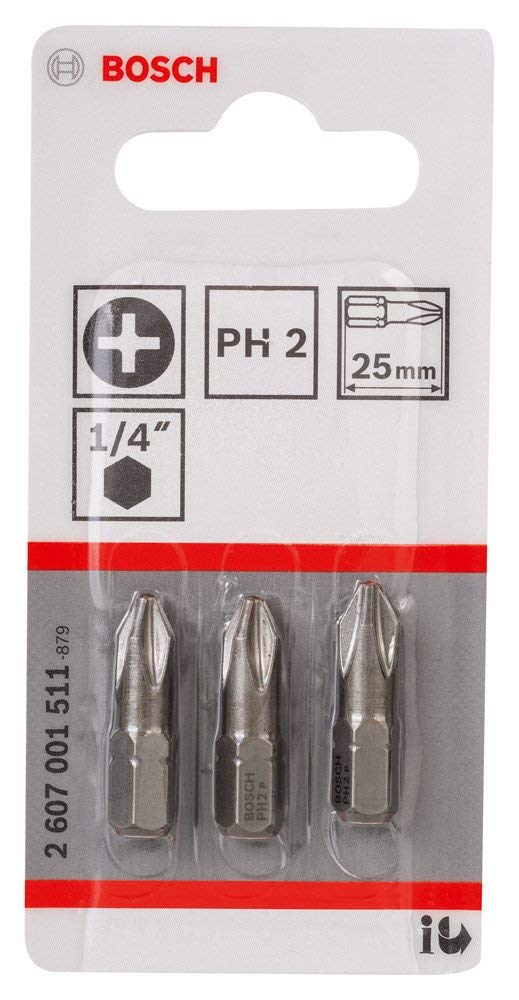 Bosch Extra Hard Screwdriver Bit PH2 25mm Pack of 3