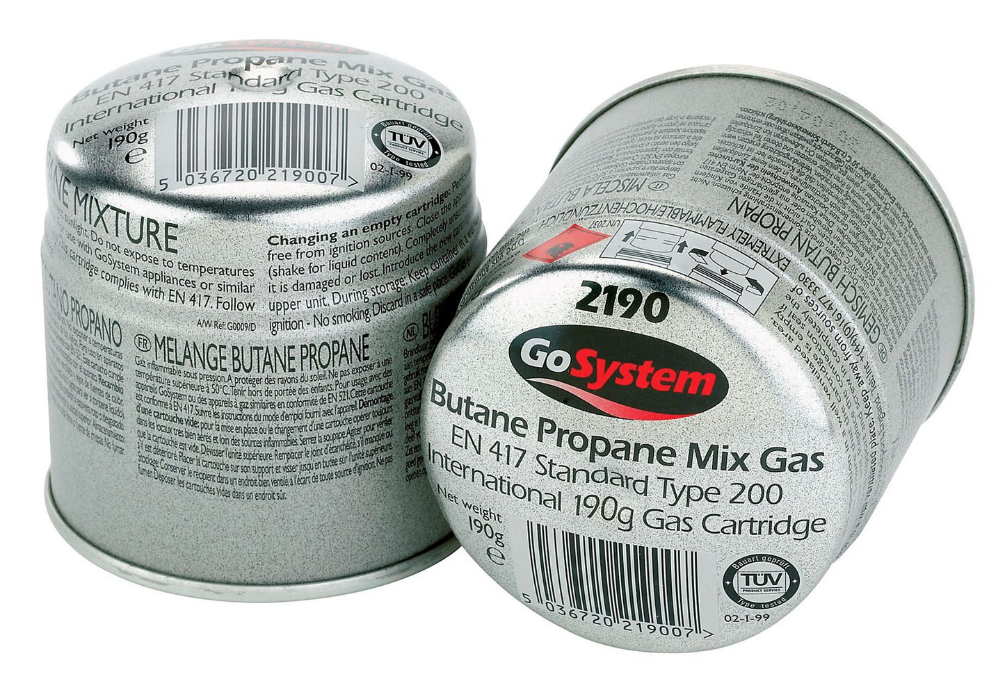 GoSystem Butane & Propane Gas Cylinder 190g Pierceable
