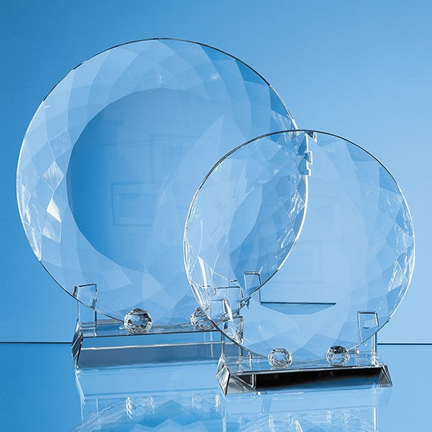 Crystal Galleries 20cm Optical Crystal Facet Plate with Stand