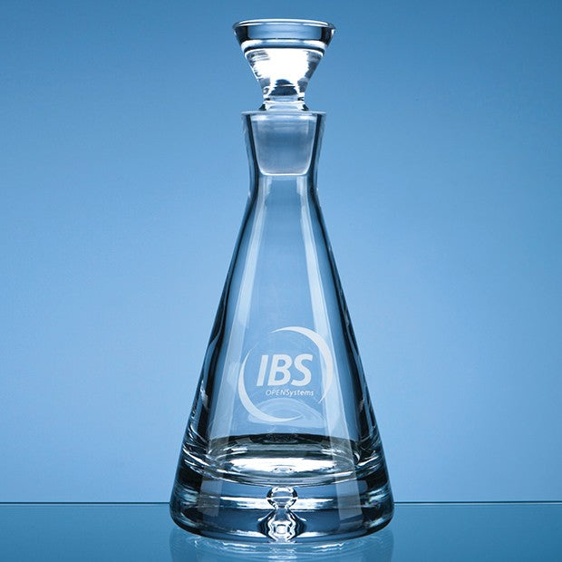 Crystal Galleries 0.75ltr Handmade Bubble Base Pyramid Decanter