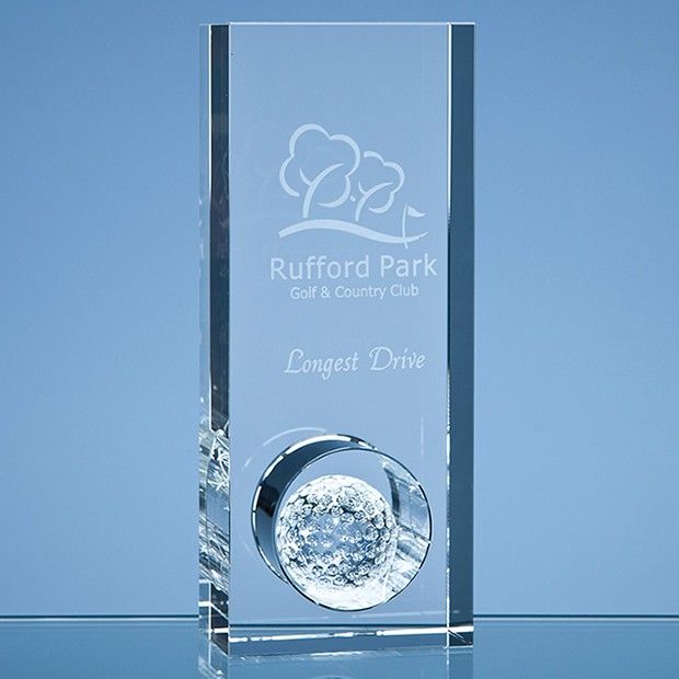 Crystal Galleries 20cm Optical Crystal Golf Ball in the Hole Award