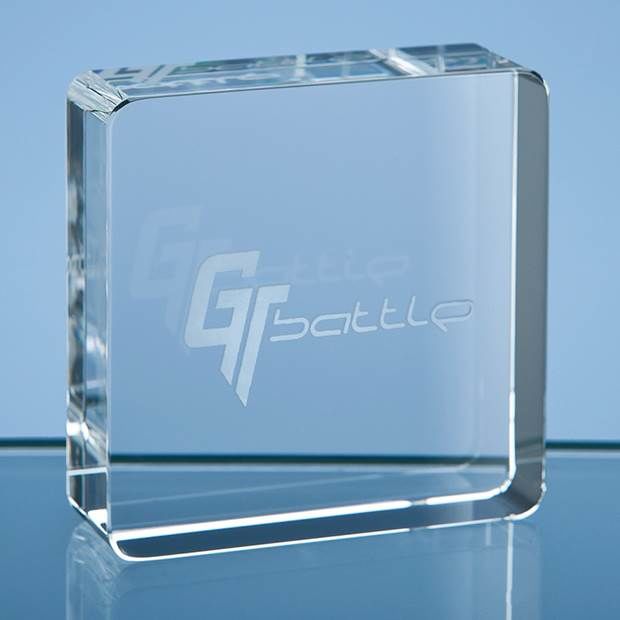 Crystal Galleries 6cm Optical Crystal Square Paperweight