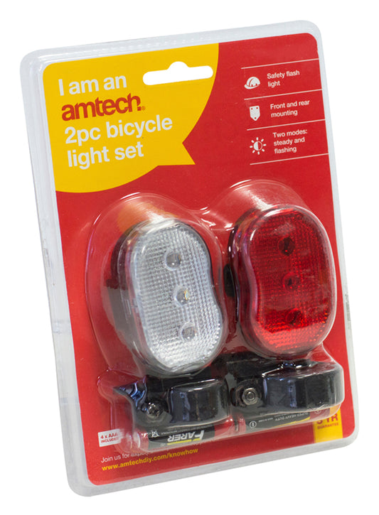 Amtech 2pc Bicycle Flash Light Set