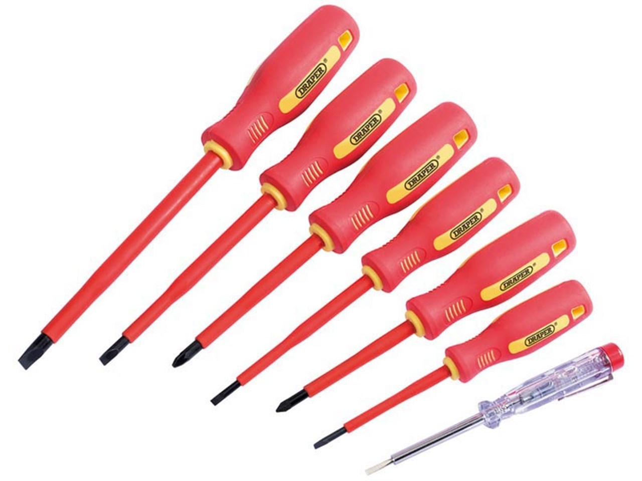 Draper 7 Piece Fully Insulated Screwdriver Set with Mains Tester