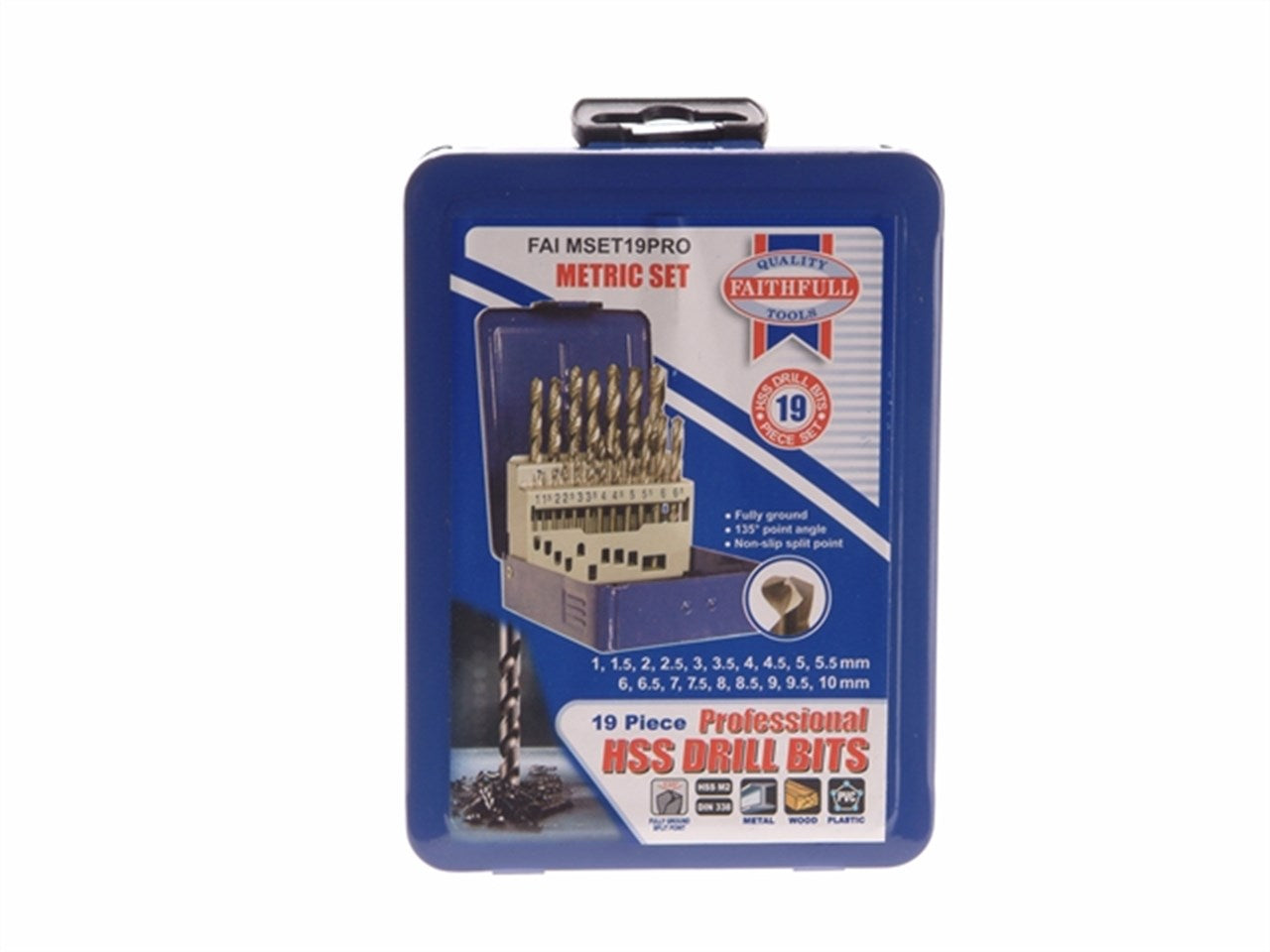 Faithfull PRO HSS Drill Set M2 1 - 10mm + Case