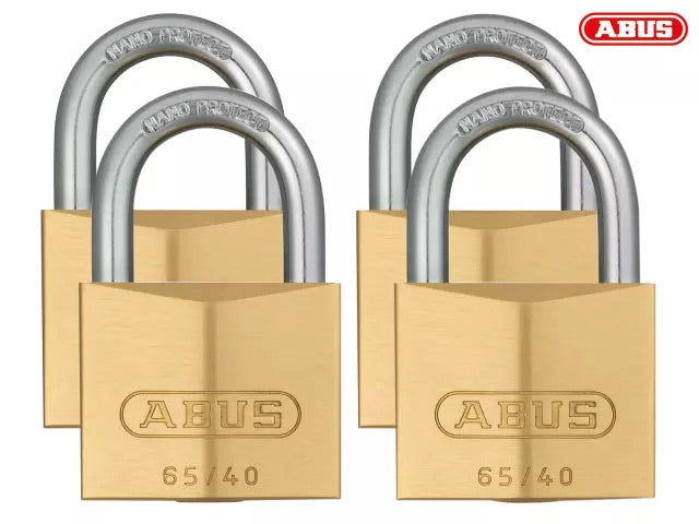 Abus 65 Series Brass Padlock Quad Pack 40mm