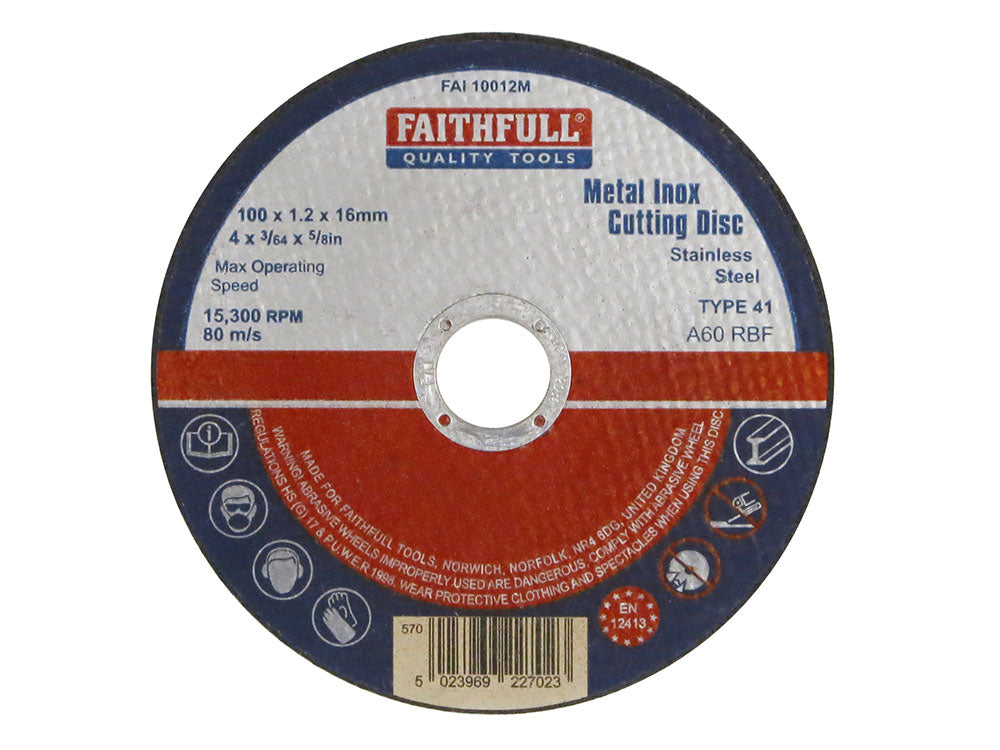 Faithfull Metal Cutting Disc 115mm Diameter 1.2 x 22mm