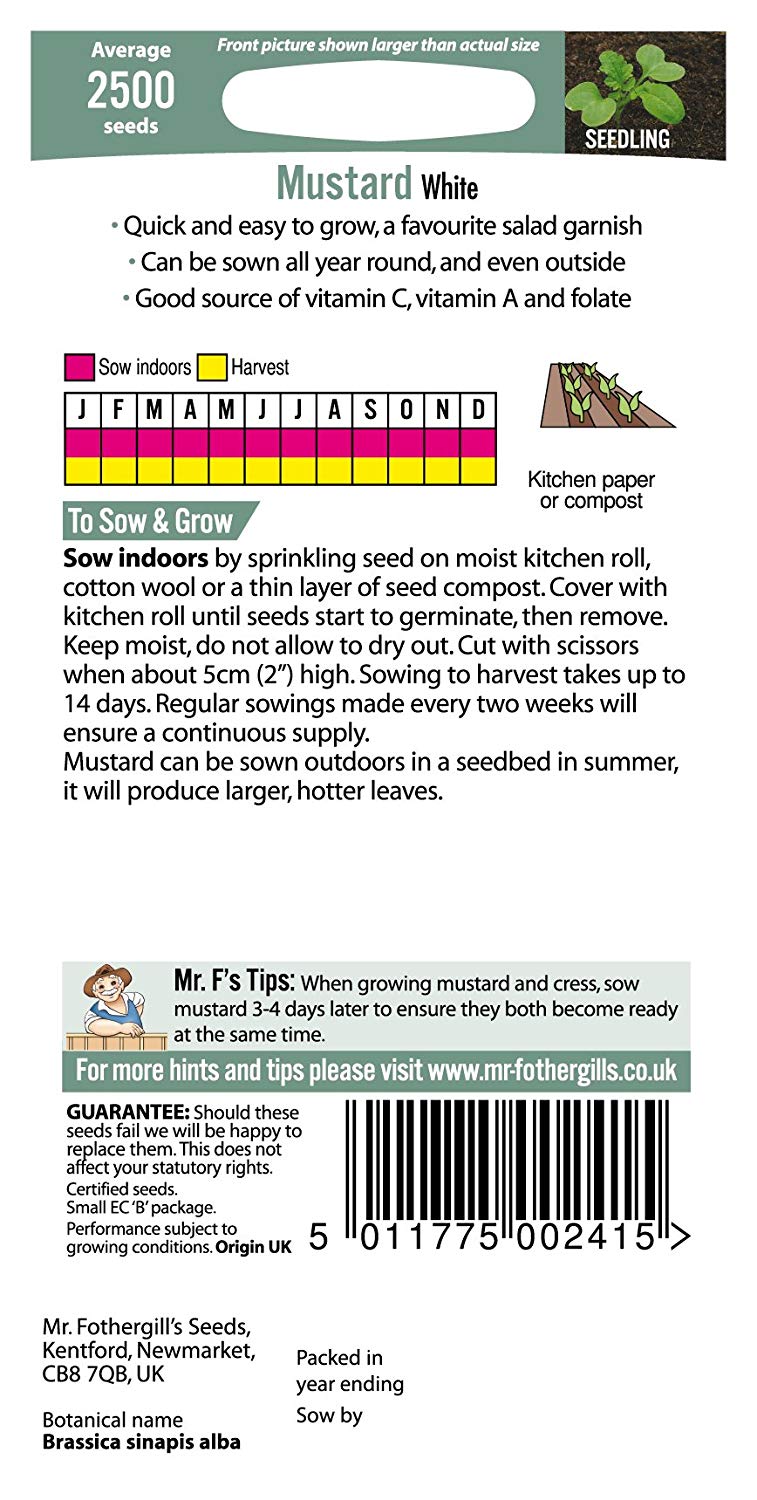 Mr.Fothergill's Mustard Sprouting Seeds - White