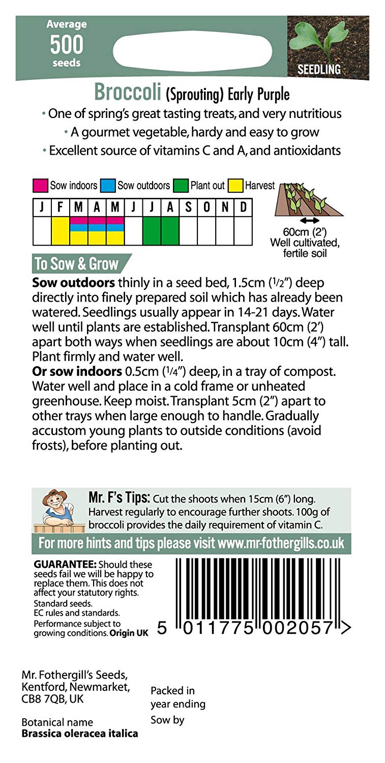Mr.Fothergill's Broccoli Early Purple Sprouting Seeds