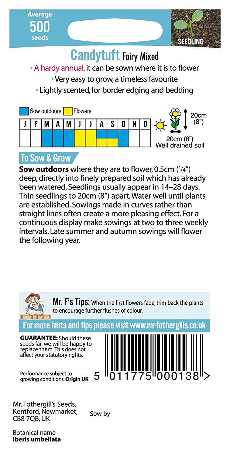 Mr.Fothergill's Candytuft Fairy Mixed Flower Seeds