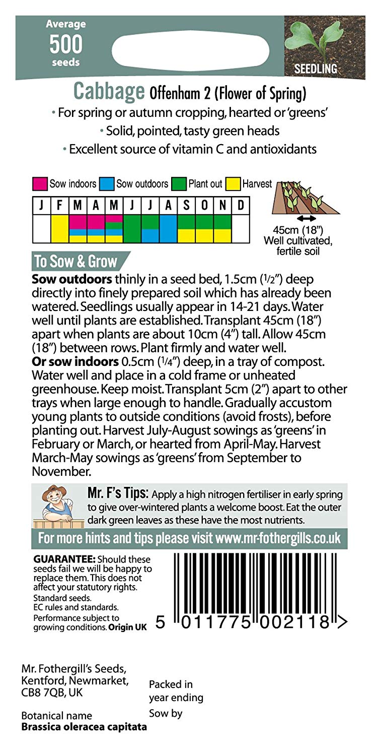 Mr.Fothergill's Offenham 2 (Flower of Spring) Cabbage Seeds