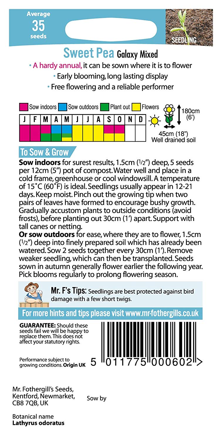 Mr.Fothergill's Sweet Pea Galaxy Mixed Flower Seeds