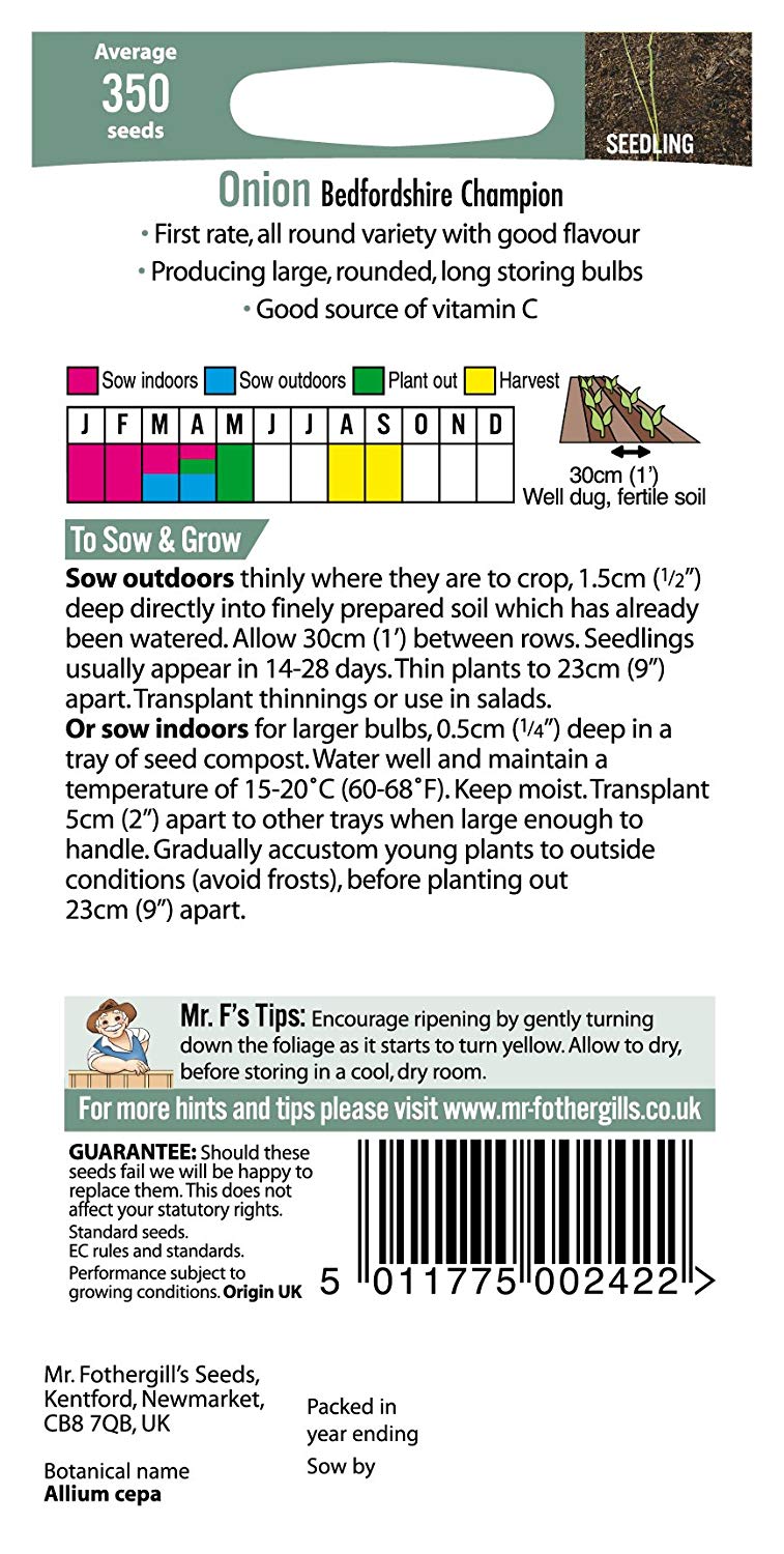 Mr.Fothergill's Onion Bedford Champion Seeds