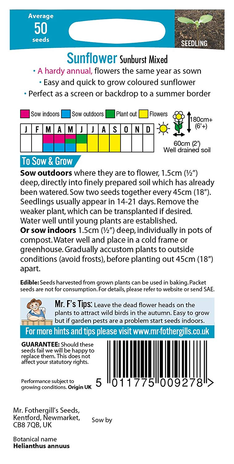 Mr.Fothergill's Sunflower Sunburst Mixed Flower Seeds
