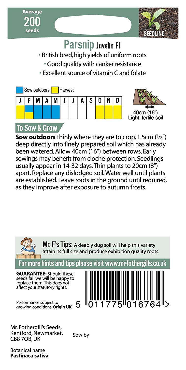 Mr.Fothergill's Parsnip Javelin F1 Seeds
