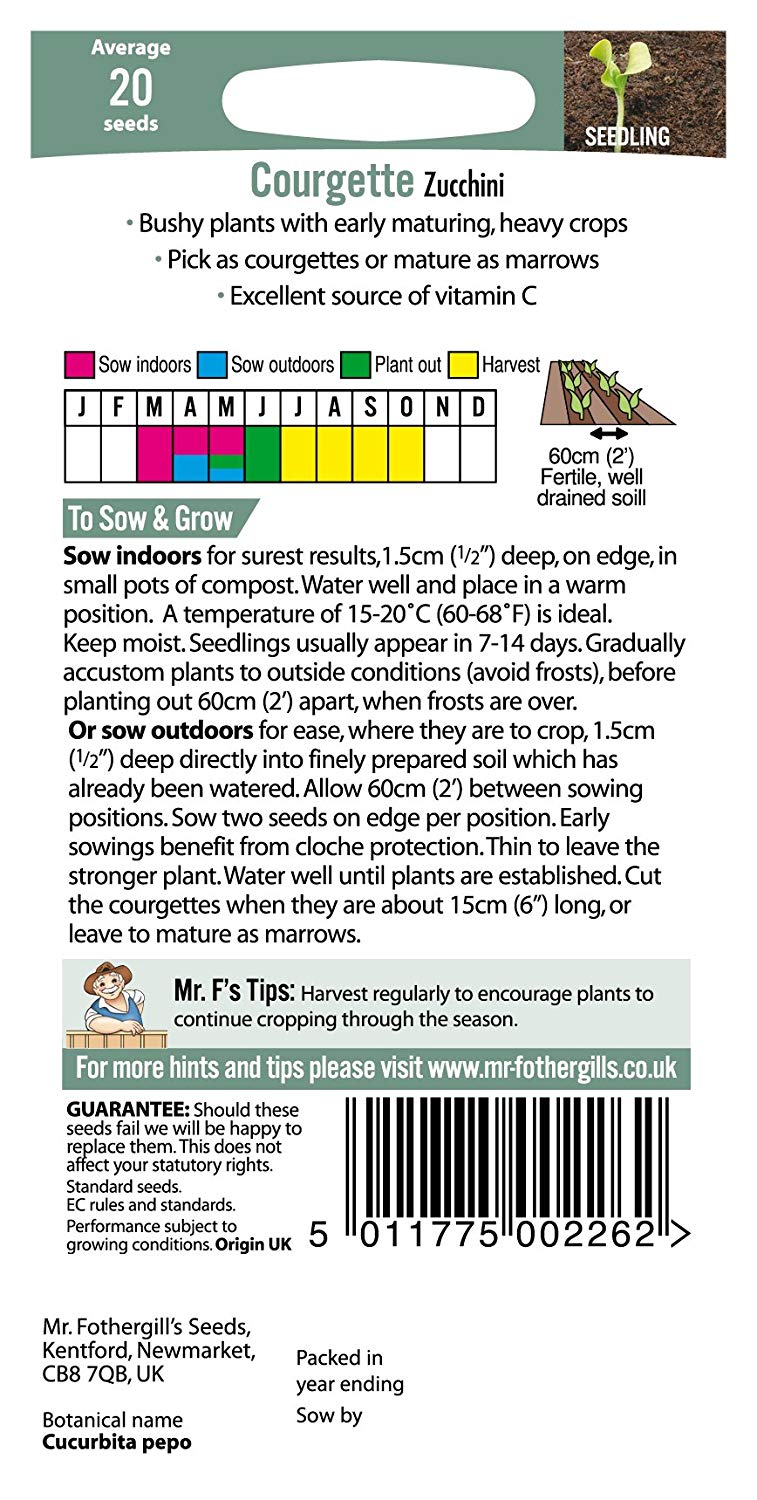 Mr.Fothergill's Courgette Zucchini Seeds