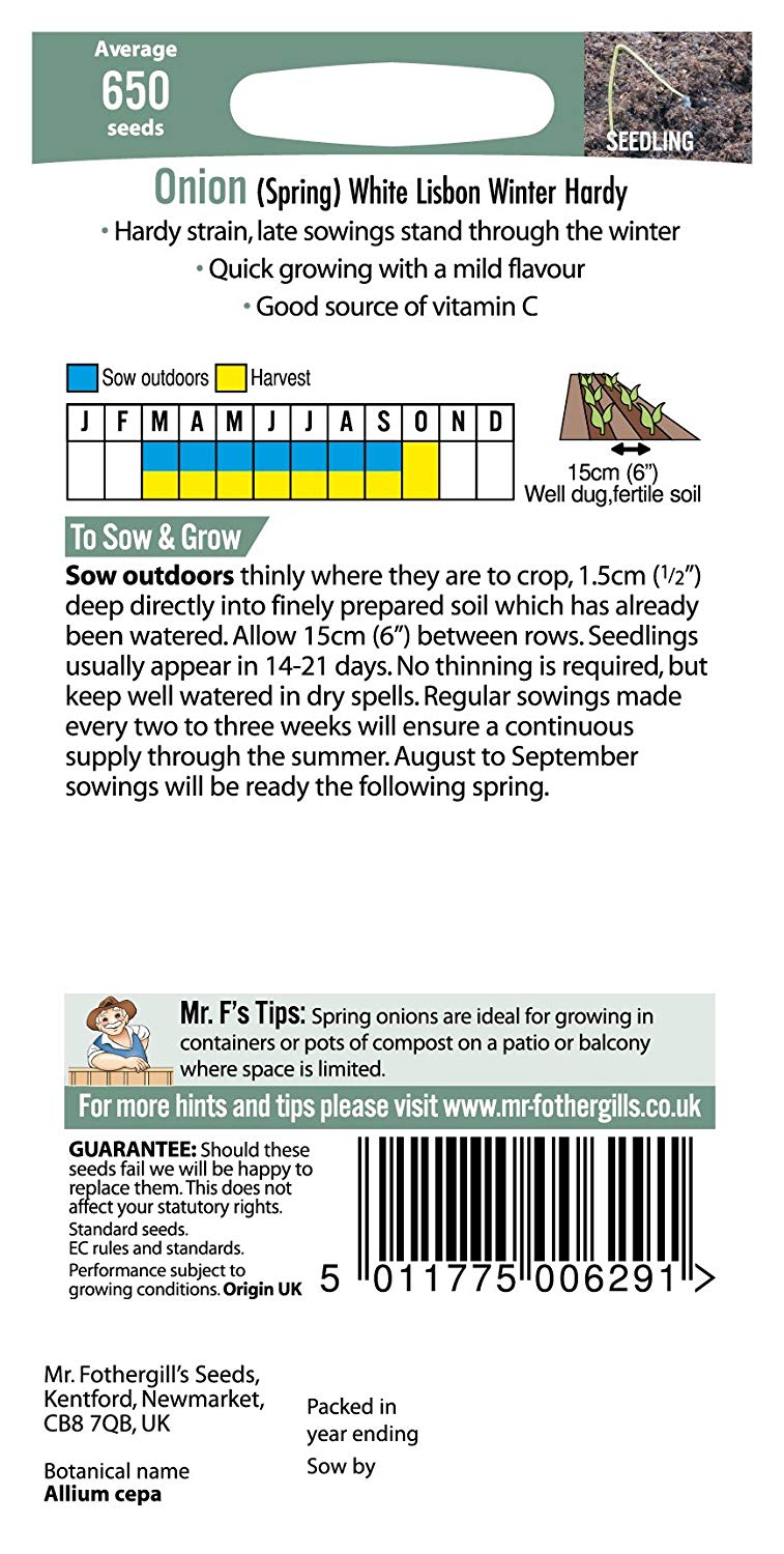 Mr.Fothergill's Spring Onion White Winter Hardy Seeds