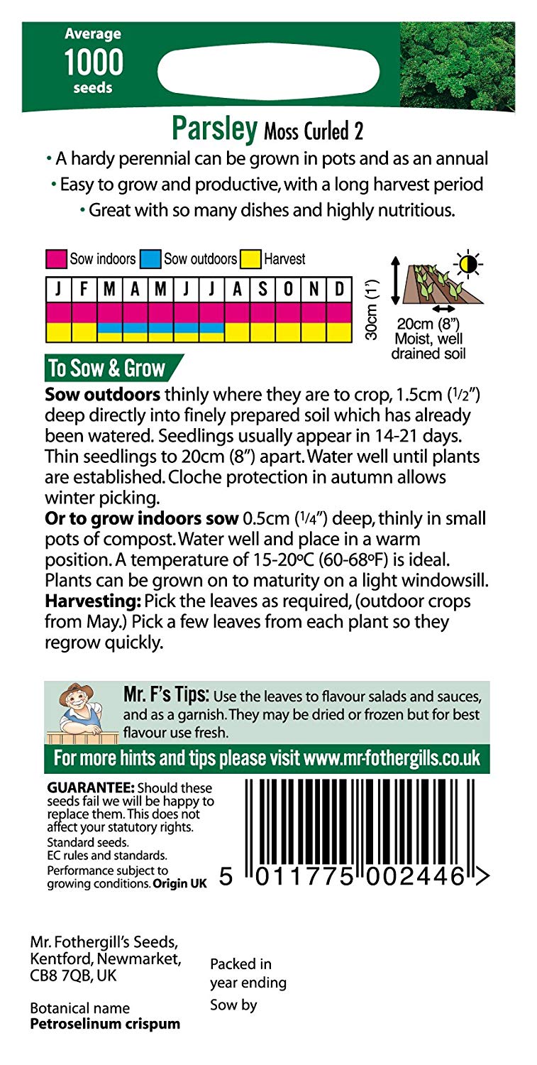 Mr.Fothergill's Parsley Moss Curled 2 Herb Seeds