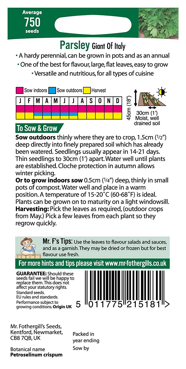Mr.Fothergill's Parsley Giant Of Italy Seeds