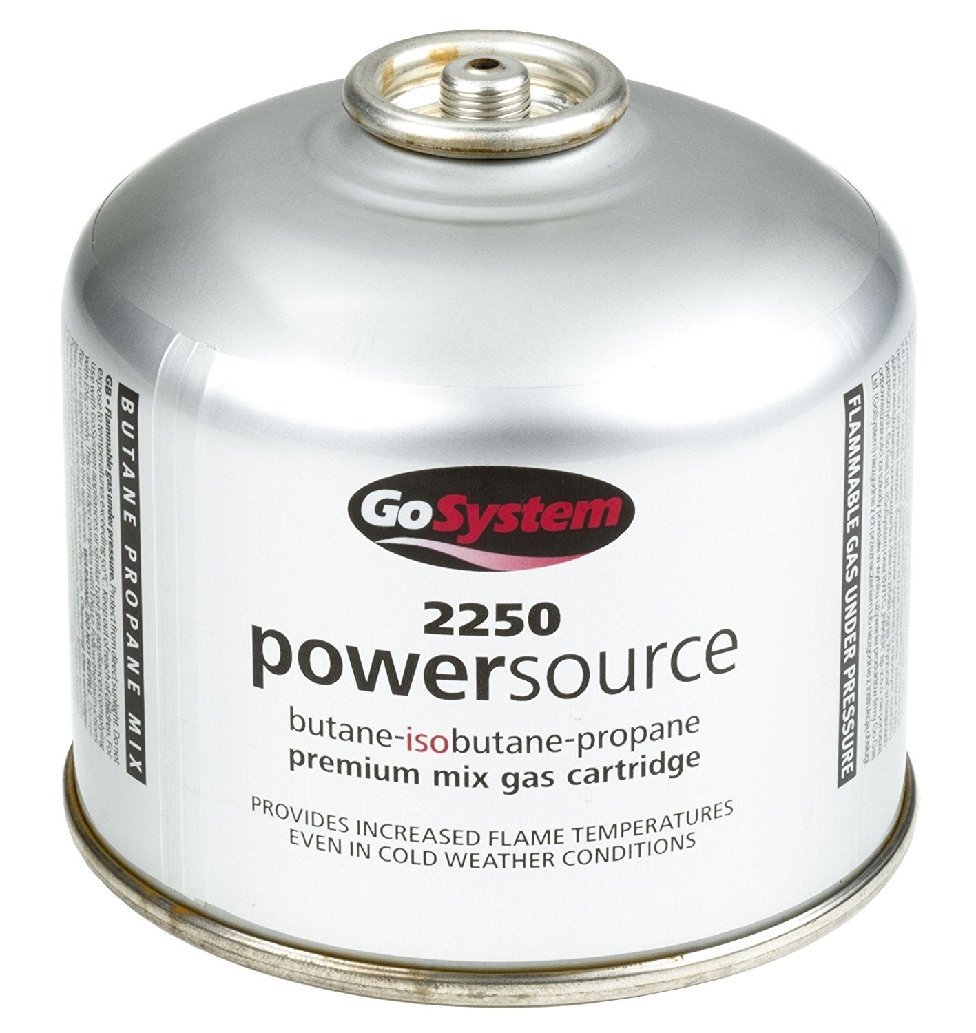 GoSystem Butane Propane Threaded Mix Gas Cartridge - Silver - 445g