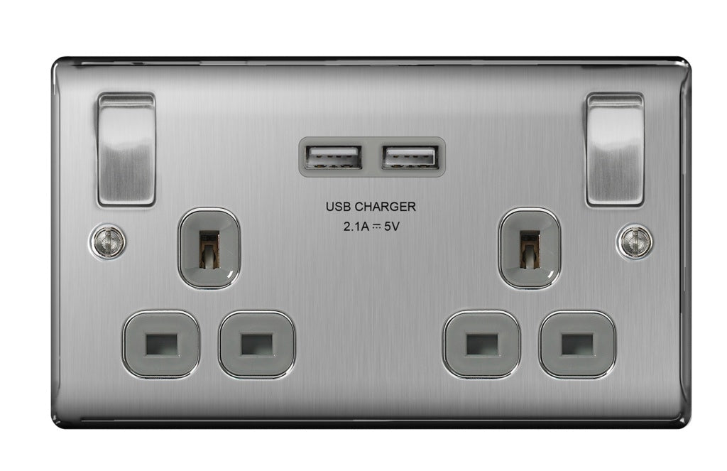 Nexus 13A 2 Gang Switch Socket & USB