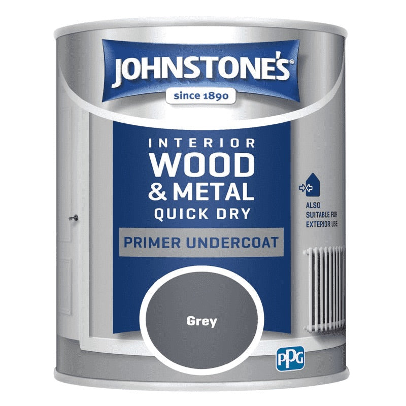 Johnstone's Paint Interior Quick Dry Primer Undercoat grey 750ml