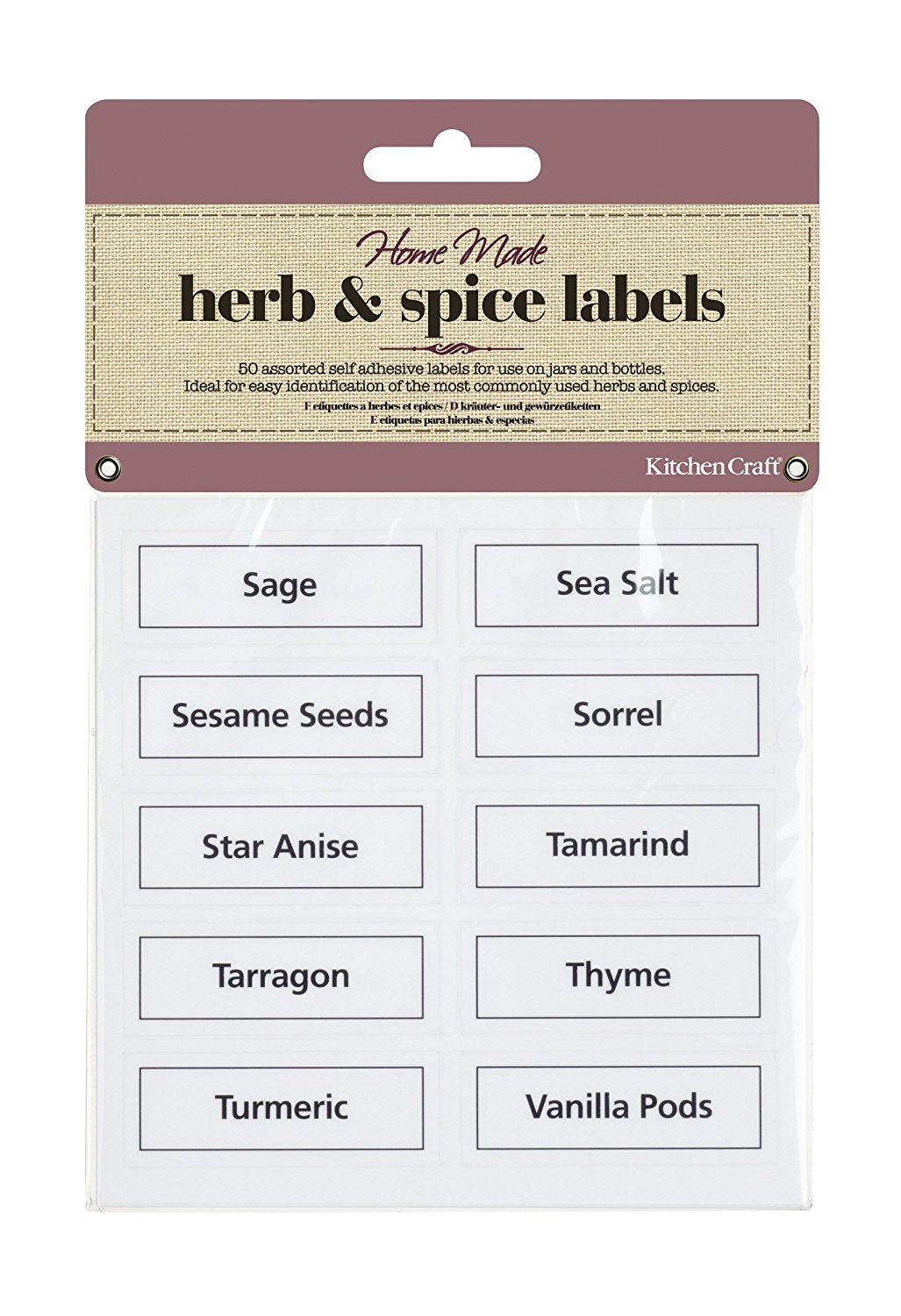 KitchenCraft Home Made Pack of 50 Vinyl Herb & Spice Labels