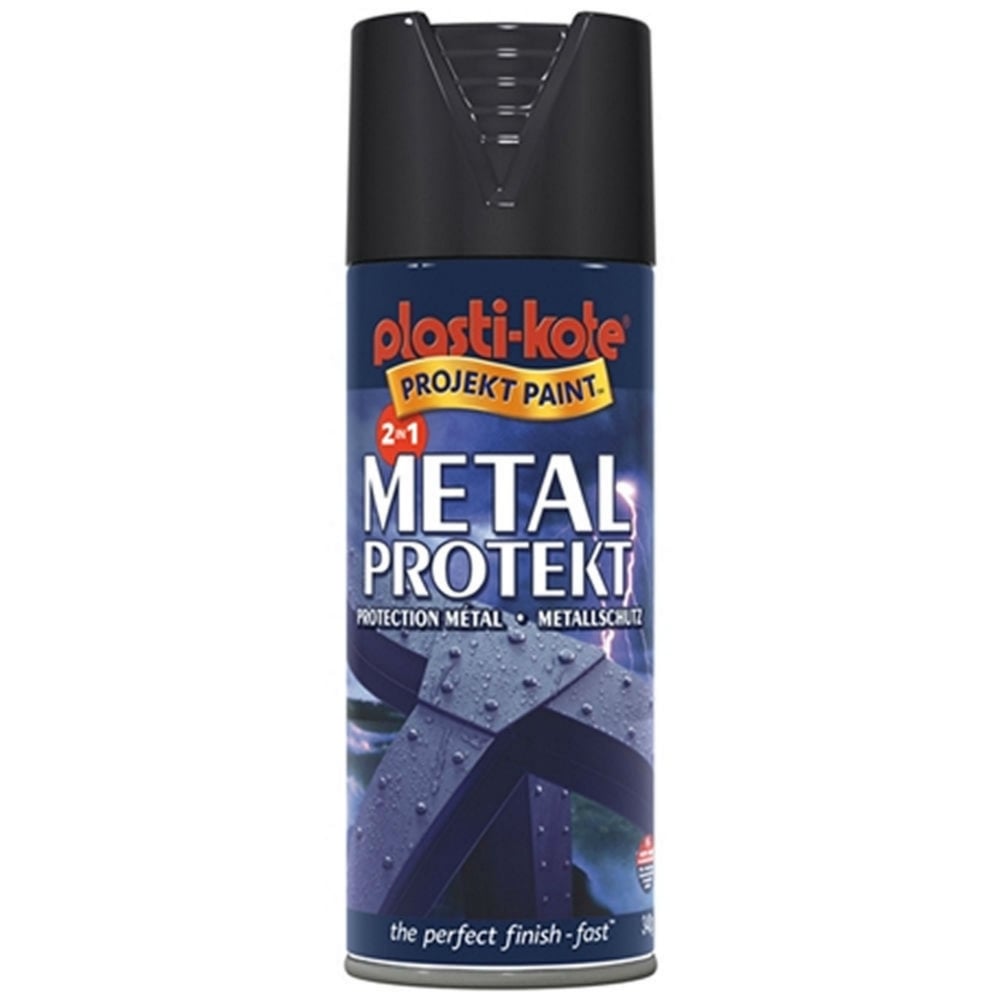 Plastikote Metal Protekt Spray Paint 400ml Gloss Black