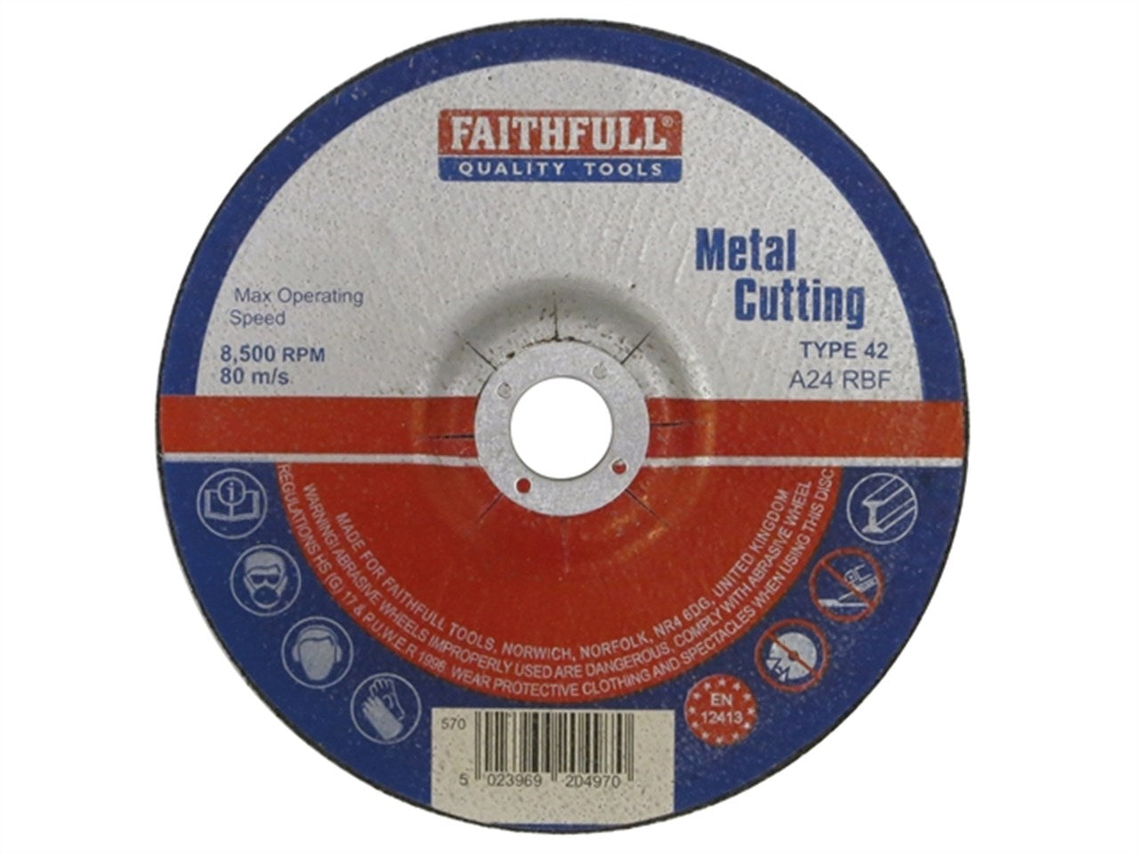 Faithfull Cut Off Disc for Metal 100 x 3.2 x 16mm