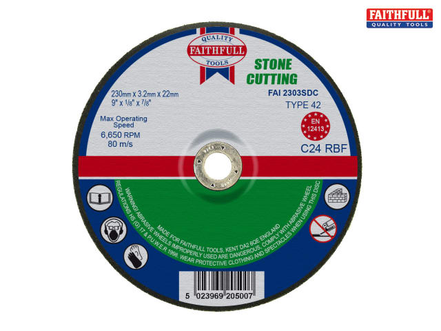 Faithfull Depressed Centre Stone Cut Off Disc 230 x 3.2 x 22mm