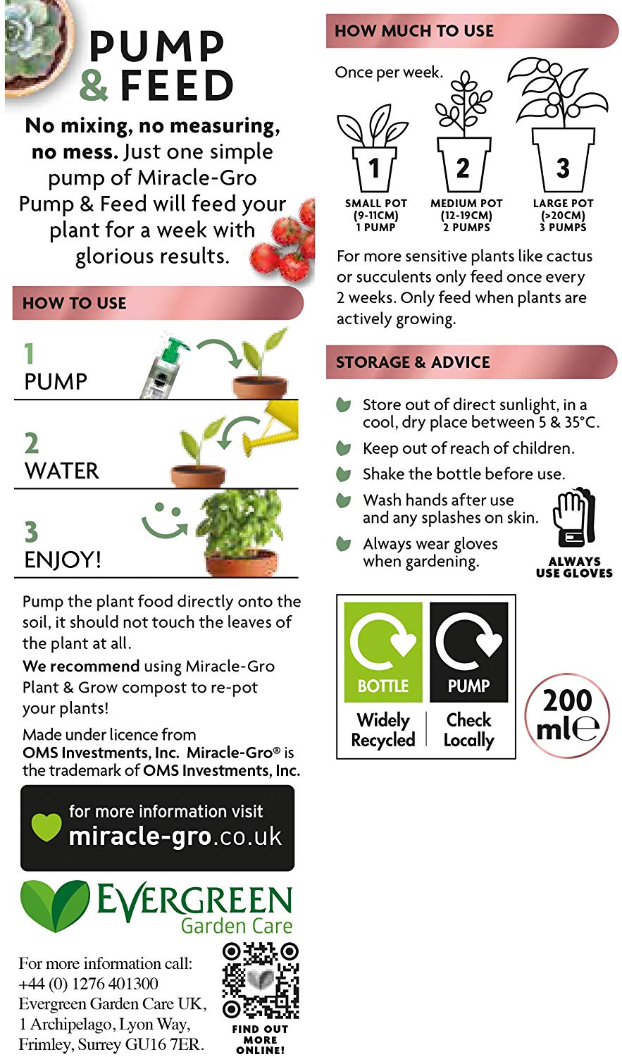 Miracle-Gro Pump & Feed All Purpose Plant Food 200ml