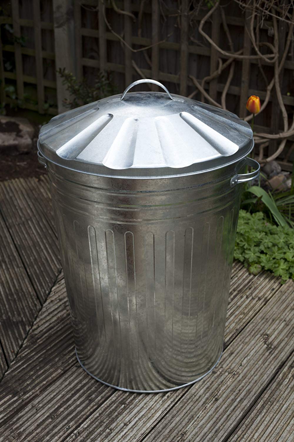 Apollo 90L Galvanised Metal Dustbin with Lid