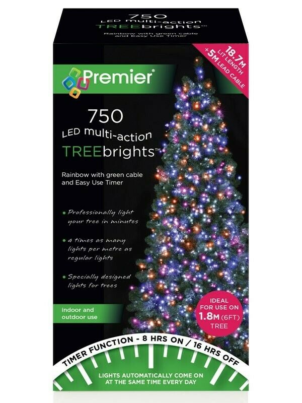 Premier Decorations LED Rainbow Treebrights WITH Timer 750 LEDs