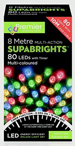 Premier Decorations Multi-Action Supabrights with Timer Multi 80 LED