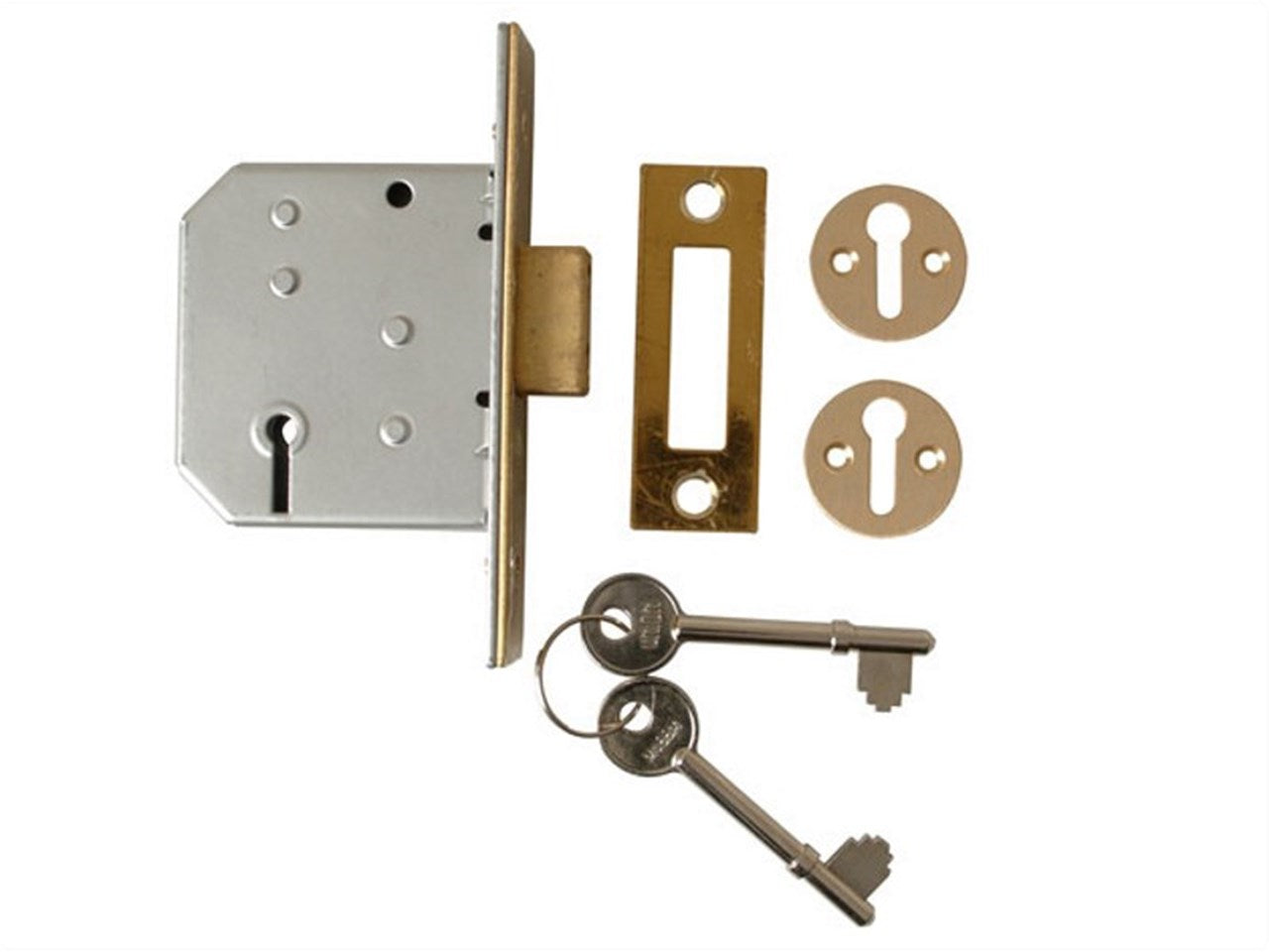 Union Mortice Deadlock 3-Lever 65mmn Polished Brass