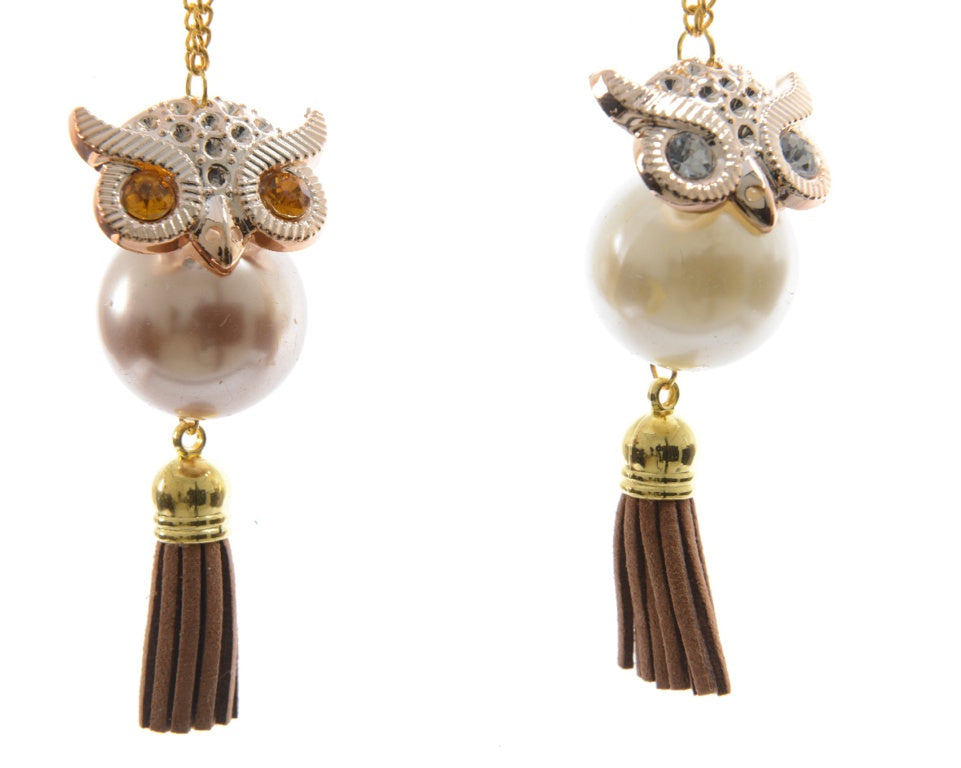 Kaemingk Pearl Owl With Hanger Tree Decoration 9.5cm