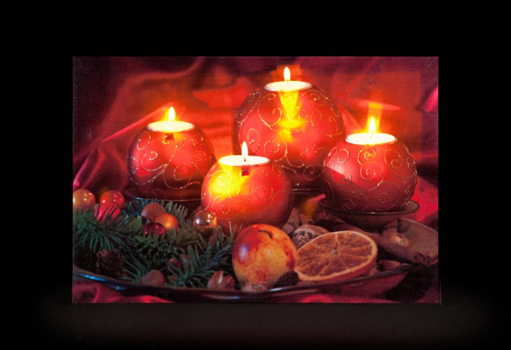 Premier Canvas 30 x 40cm 4 LEDs Candle & Fruit
