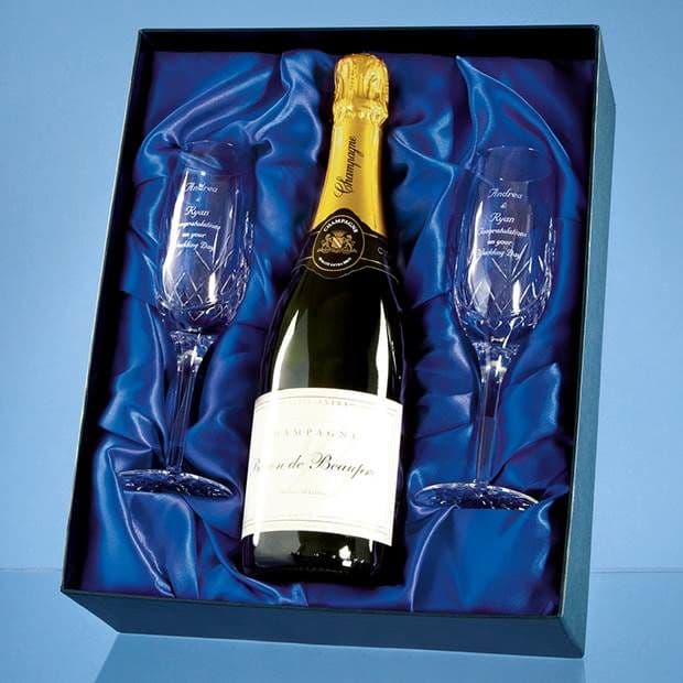 Blenheim Double Champagne Flute Gift Set + 75cl Champagne