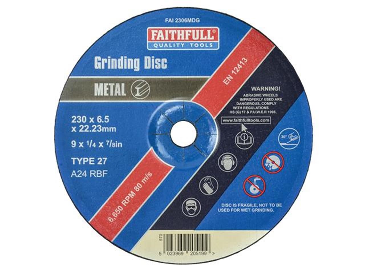 Metal Grinding Disc 230 x 6.5 x 22mm