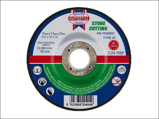 Faithfull Stone Cutting Disc Depressed Centre 115X3X22