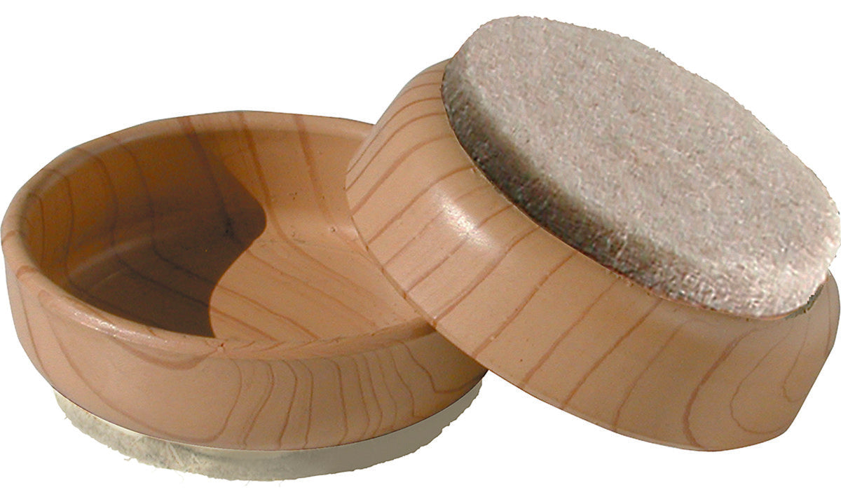 Felt Gard Castor Cups Light Woodgrain 44mm