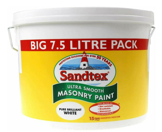 Sandtex Ultra Smooth Masonry Paint Pure Brilliant White 7.5 Litre