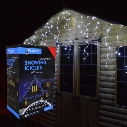 Premier Decorations LED Snowing Icicles Supabright Lights with Timer 480 LED