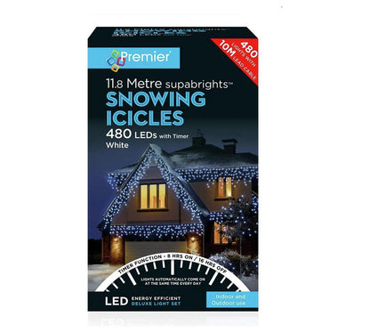 Premier Decorations LED Snowing Icicles Supabright Lights with Timer 480 LED