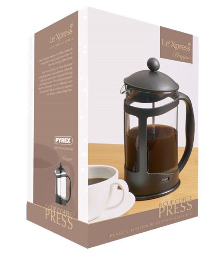 KitchenCraft Le'Xpress 8 Cup Glass Cafetiere with Plastic Holder