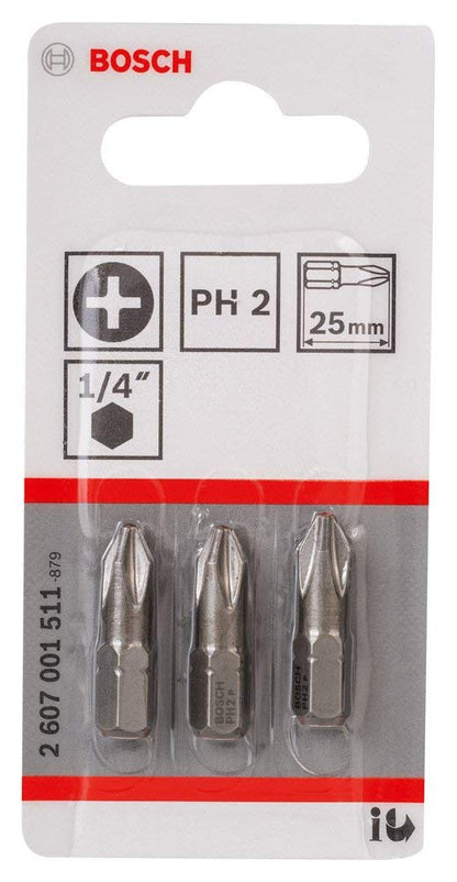 Bosch Extra Hard Screwdriver Bit PH2 25mm Pack of 3