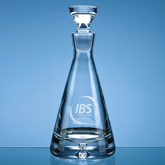 Crystal Galleries 0.75ltr Handmade Bubble Base Pyramid Decanter