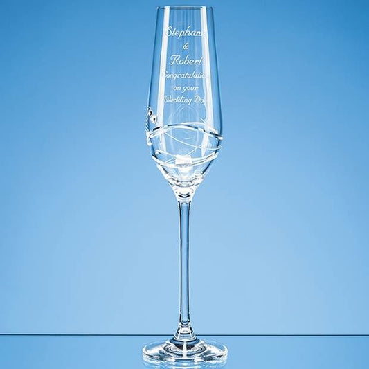 Crystal Galleries Single Diamante Champagne Flute with Modena Spiral Cutting